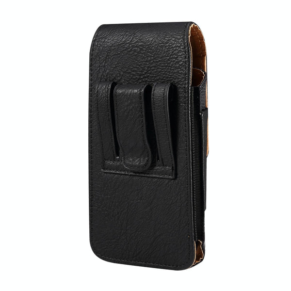 For 6.7-6.9 inch Mobile Phone Cowhide Texture Oxford Cloth Waist Bag(Black)