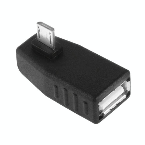 Micro USB Male to USB 2.0 AF Adapter with 90 Degree Angle, Support OTG Function(Black)