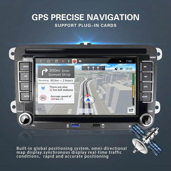 For Volkswagen Q3300KT 7-inch 1+16G Car Multimedia Player Navigation Bluetooth Reversing Integrated Machine Android 10.0, Style:Standard+12Lights Camera