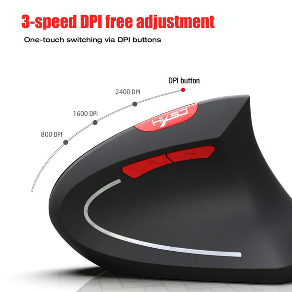 HXSJ T29 Bluetooth 3.0 Wireless Bluetooth 6-Keys 2400 DPI Adjustable Ergonomics Optical Vertical Mouse(Grey)