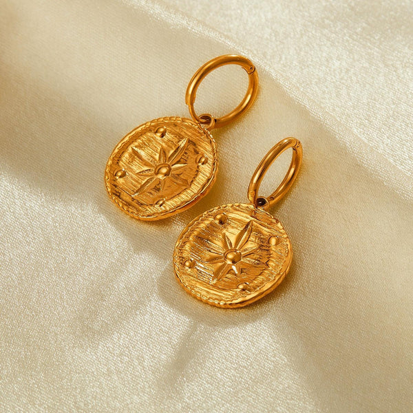 OPK GE916 1pair Simple Stainless Steel Round Plaque Earrings Gold Plated Stud Earrings Accessories