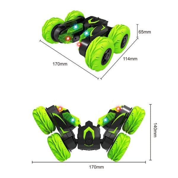 Double-Sided 360-Degree Lighting Stunt Car Climbing And Rolling Remote Control Off-Road Vehicle(Black Green)