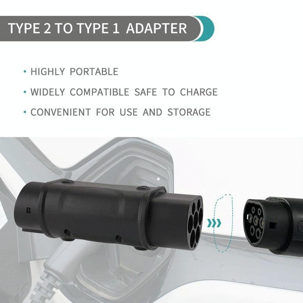 SAE J1772 New Energy Vehicle Charging Gun Type 2 to Type 1 Adapter