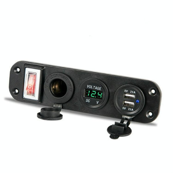 12V-24V Universal Car / Yacht Mobile Phone Charger Modification Ddual USB Panel with Switch(Green Light)