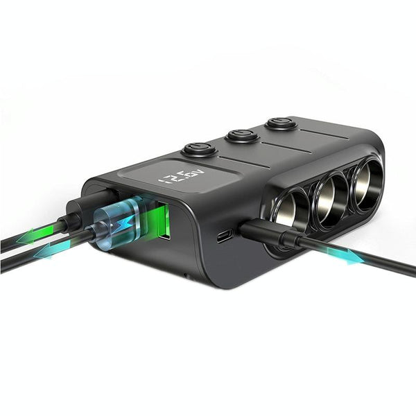 120W Digital Display Cigarette Lighter Car Fast Charging Charger(Black)