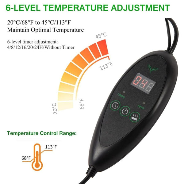 20 x 20 inch Digital Display Seedling Heating Pad With Timed Temperature Adjustment(UK Plug 240V)