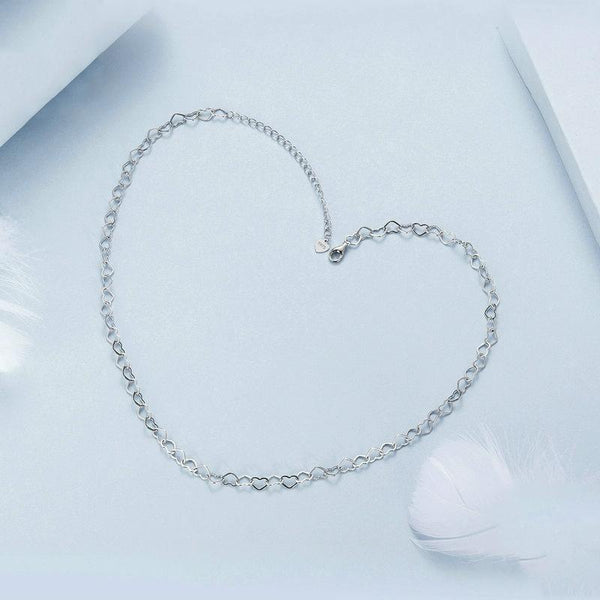 S925 Sterling Silver Love Arrangement Chain Necklace(BSA005)