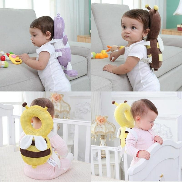 Big Brown Plush Bee Pattern Shockproof Head Pad for Baby Children Waliking