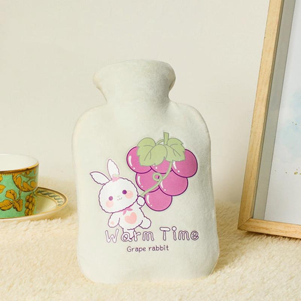 Cartoon Velvet Cover Thickened Explosion-Proof PVC Water-Filled Hot Water Bag, Color: 1000ML Milky White