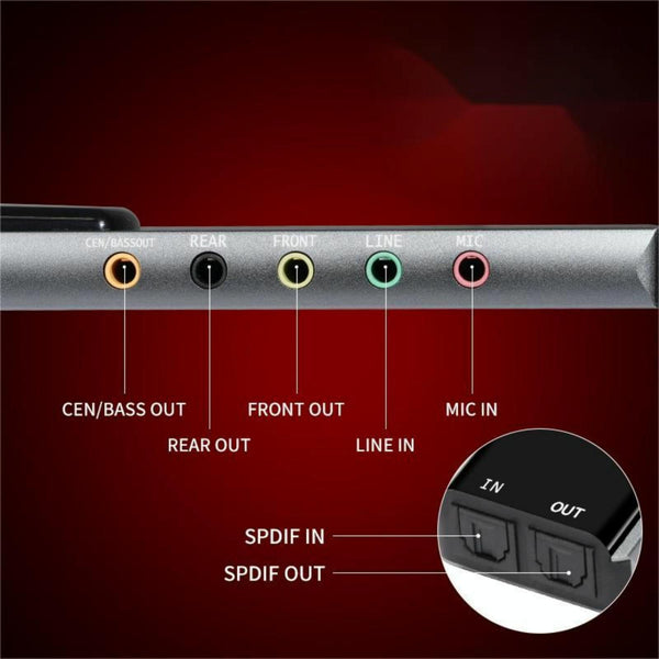 HY-601 6 in 1 USB Multi-Functional Sound Card USB + Audio 3.5 + 7.1CH / OPTICAL(Grey)