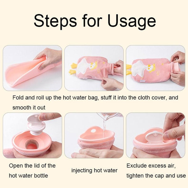 ZS103 Cartoon Plush Water-filled Explosion-proof Hot Water Bags, Spec: Intervened White(1000ml)