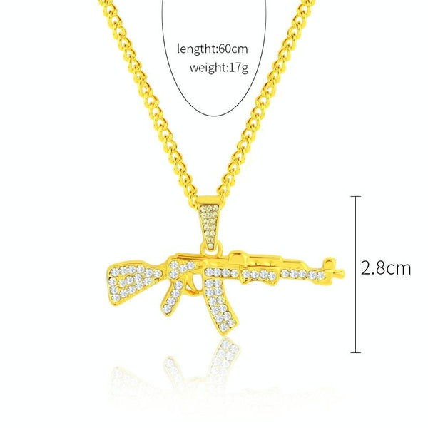 1010401102 AK47 Exaggerated Hip Hop Style Necklace Collarbone Chains