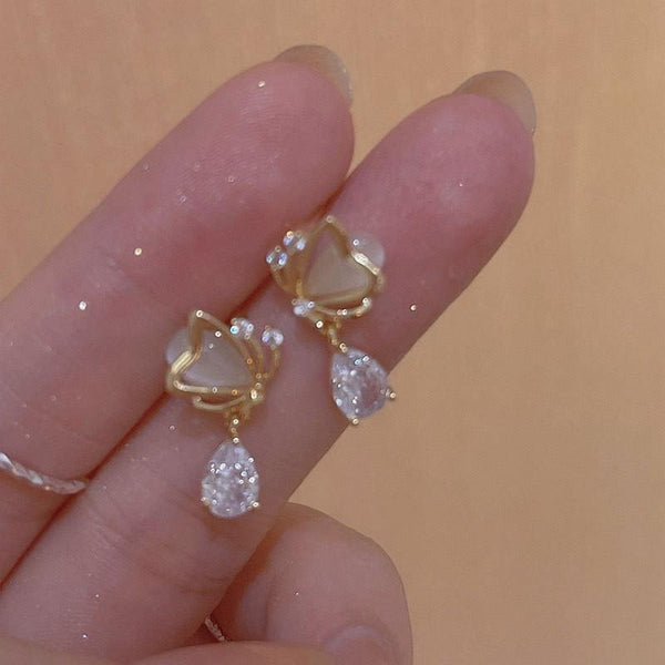 Shell Double Layer Earrings with Diamond Earrings, Color: EH1264