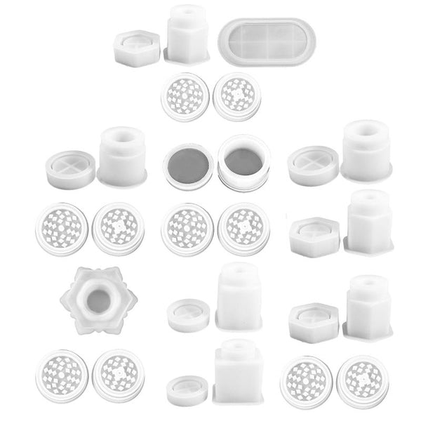 DIY Crystal Epoxy Silicone Mold Combination Set, Shape: Lotus Storage+Grinding Device
