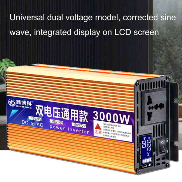 XINBOKE Universal Positive Wave Car Inverter Home Solar Inverter 12V/24V 3000W To 220V 1200W