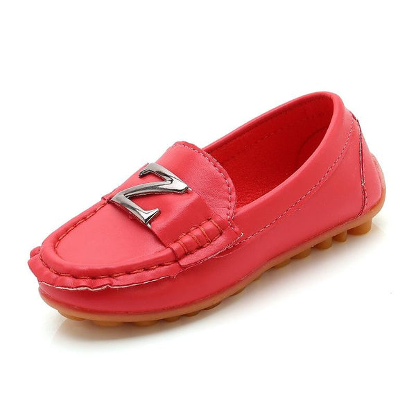 DKF-282 Lightweight Non-slip Dance Bean Shoes Children Leather Shoes, Size: 29(Red)