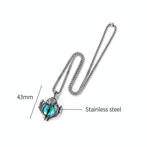 1926 Retro Demon Eyes Men Titanium Steel Necklace, Style: Pendant+3x55cm Matching Chain