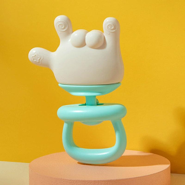 Baby Rattle Teether Soothing Teething Stick Anti-Eating Silicone Toy, Color: 666 Gesture Cyan