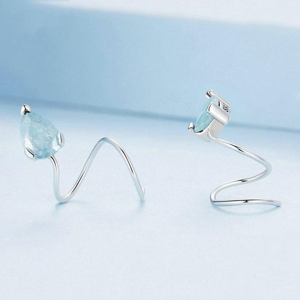 BSE755 Sterling Silver S925 Water Drop Ice Flower Zirconia Surround Earrings