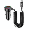 USAMS US-CC167 C33 60W Spring Cable Car Charger with Aperture(Black)