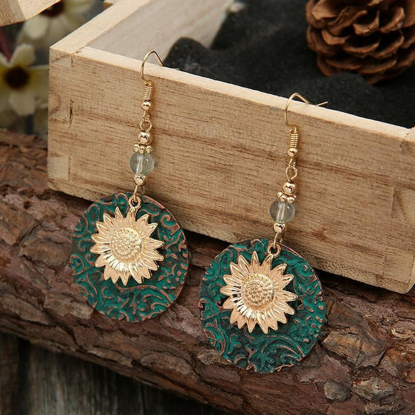 Vintage Bohemian Two Layer Sunflower Vintage Earrings(EA584)