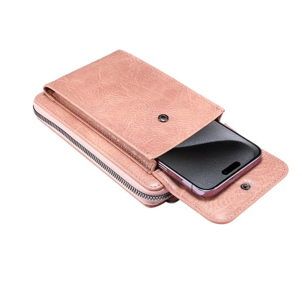Elephant Pattern Multifunctional Cross Bag Phone Case(Light Pink)