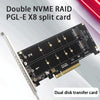 PCI-E X8 Double Disk Transfer Card NVME M.2 MKEY SSD RAID Array Expansion Adapter(PH45)