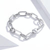 S925 Sterling Silver Paperclip Love Women Bracelet Jewelry, Size:19cm
