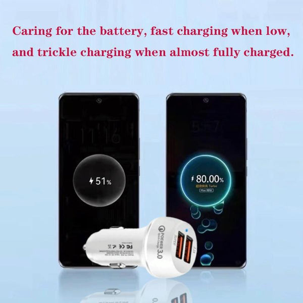 45W USB QC3.0 30W + USB 2.0 Fully Compatible Car Charger(White)