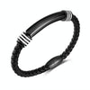 OPK PH1586 Simple Men Leather Bracelet Stainless Steel Magnetic Insert Buckle Bracelet, Color: Black