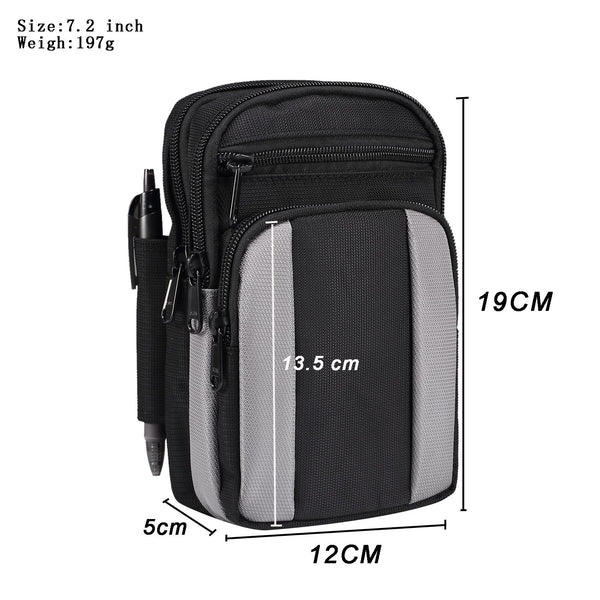 Multifunctional Casual Crossbody Mobile Phone Storage Waist Bag(Light gray + Black)