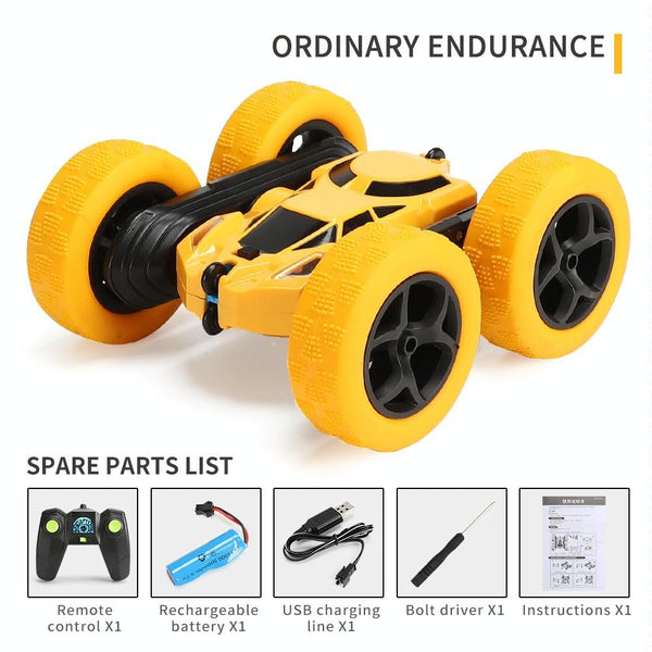 1:24 Double-Sided Stunt Car Rotating Tumbling And Twisting Stunt Car RC Climbing Children Remote Control Car(Golden)