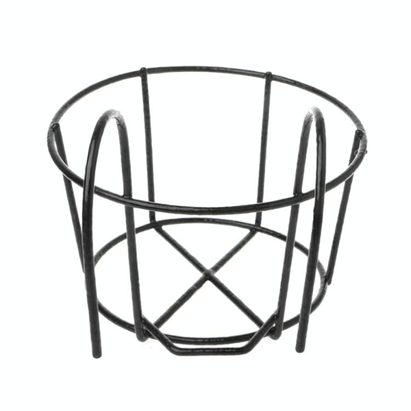 Balcony Fence Round Metal Flower Stand Wrought Iron Wall-mounted Flower Pot Stand, Size:M(White)