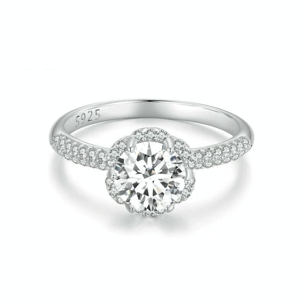 MSR017 Sterling Silver S925 White Gold Plated Moissanite Ring(No.8)