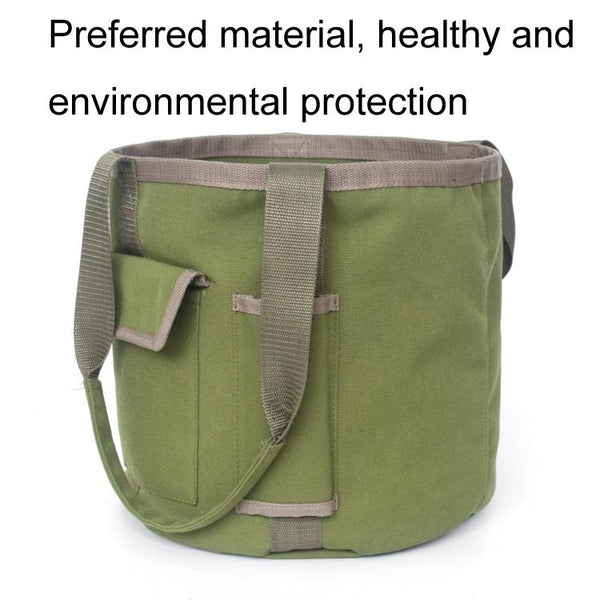 Rainproof Canvas Handbag Garden Tool Bucket Bag(Green)