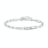 BSB101 Sterling Silver S925 Simple Round Ring White Gold Plated Zircon Bracelet
