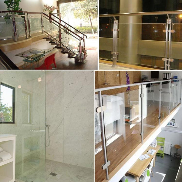 5-8mm Concave Curved Bottom Matte Polished  201 Stainless Steel Fixed Clip Railing Glass Wood Layer Board Clamp Bracket