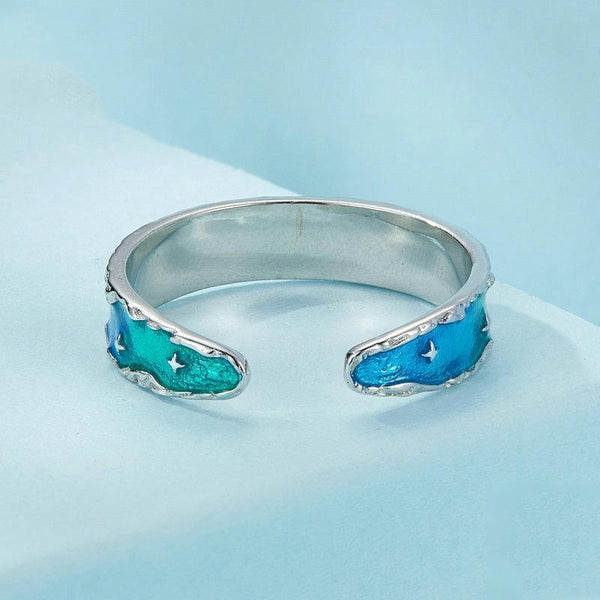 S925 Sterling Silver Aurora Star Little Prince Fox Open Ring(SCR1021-E)