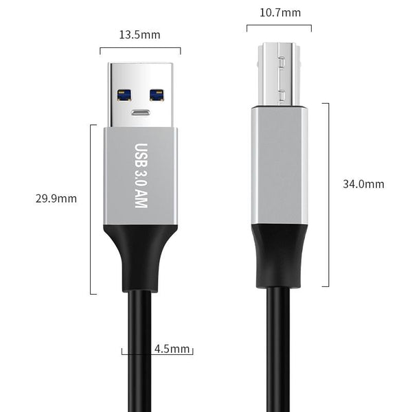 USB 3.0 A Male to USB-B Square Interface Printer Data Transmission Adapter Cable, Length:0.3m