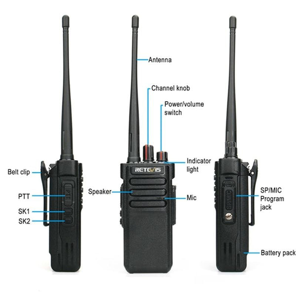 RETEVIS RT29 10W UHF 400-480MHz 16CHS Two Way Radio Handheld Walkie Talkie, US Plug(Black)