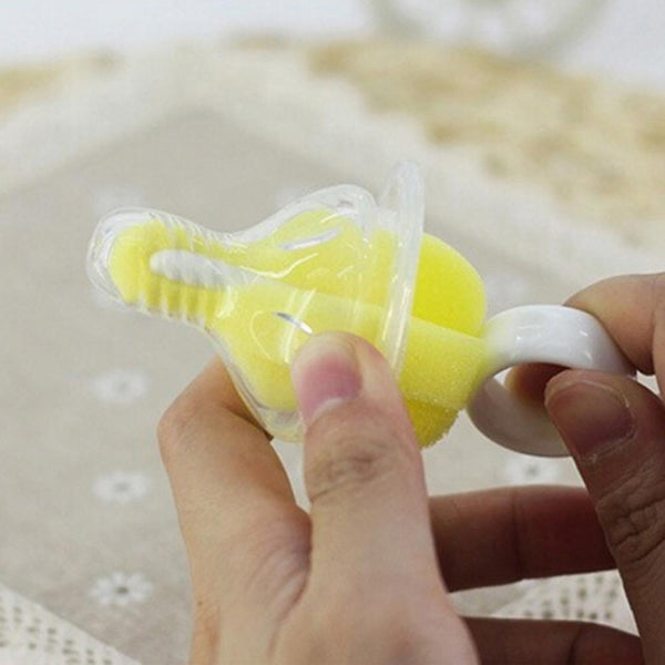 5 PCS 360 Degree Rotating Sponge yellow Baby Nipple Brush Babies Teat Cleaning Feeding Bottle Brushes Infant Pacifier Cleaner