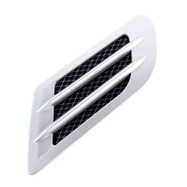 2 PCS Euro Style Plastic Decorative Air Flow Intake Turbo Bonnet Hood Side Vent Grille Cover With Self-adhesive Sticker(Silver)