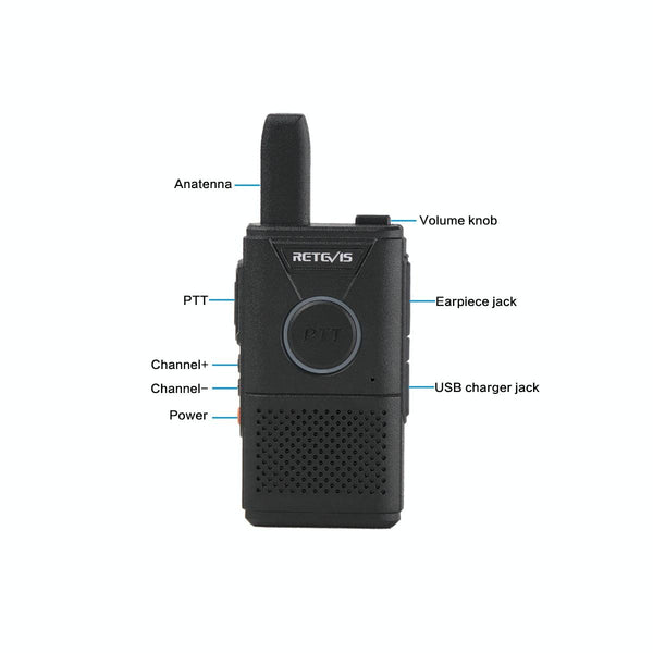 1 Pair RETEVIS RT18 PMR446 16CHS Dual PTT Handheld Walkie Talkie, EU Plug(Black)