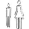 2 PCS Acrylic Toilet Symbol Adhesive Backed Bathroom Toilet Door Sign for Hotel(Silver)