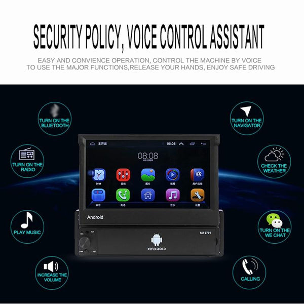 SU 9701 2GB+16GB 7 inch HD Manual Telescoping Car Android Radio Receiver MP5 Player, Support FM & Bluetooth & TF Card & GPS & Phone Link & WiFi
