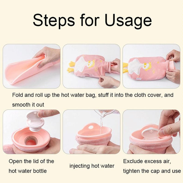 ZS103 Cartoon Plush Water-filled Explosion-proof Hot Water Bags, Spec: Pink Duck(1000ml)