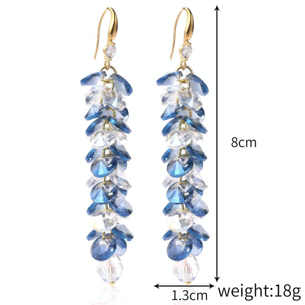 E2204-4 Violet Transparent Scattered Natural Crystal Handmade Earrings Zircon Long Earrings