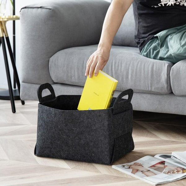 Home Clutter Felt Folding Storage Baskets, Size: Small(Grey)