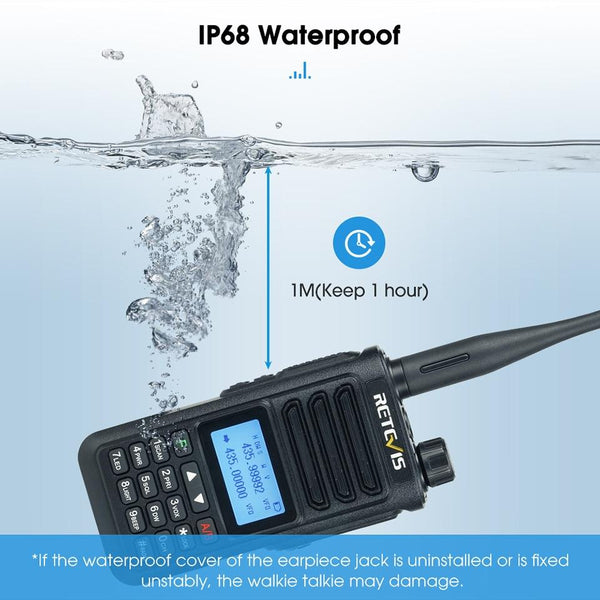 RETEVIS RA89 UV Dual-segment IP68 Waterproof Dual-guard Dual-standby Walkie Talkie(EU Frequency 144-146/430-440MHz)
