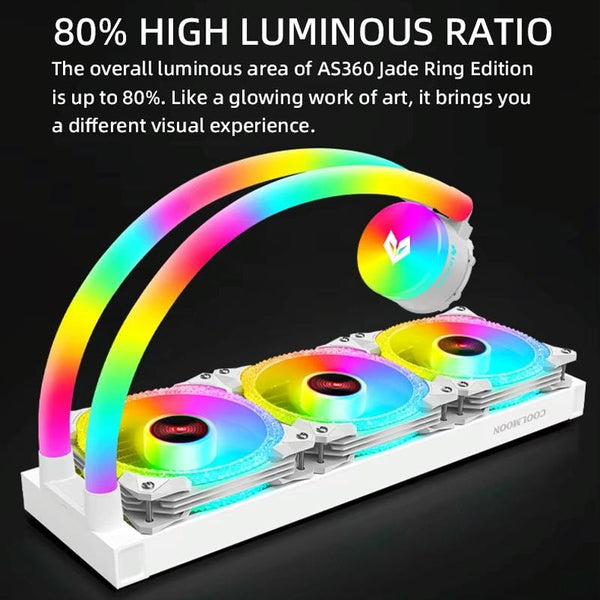 COOLMOON AS360 Magic Diamond Edition Computer Cooler ARGB Water Cooling Light Integrated CPU Radiator(Black)